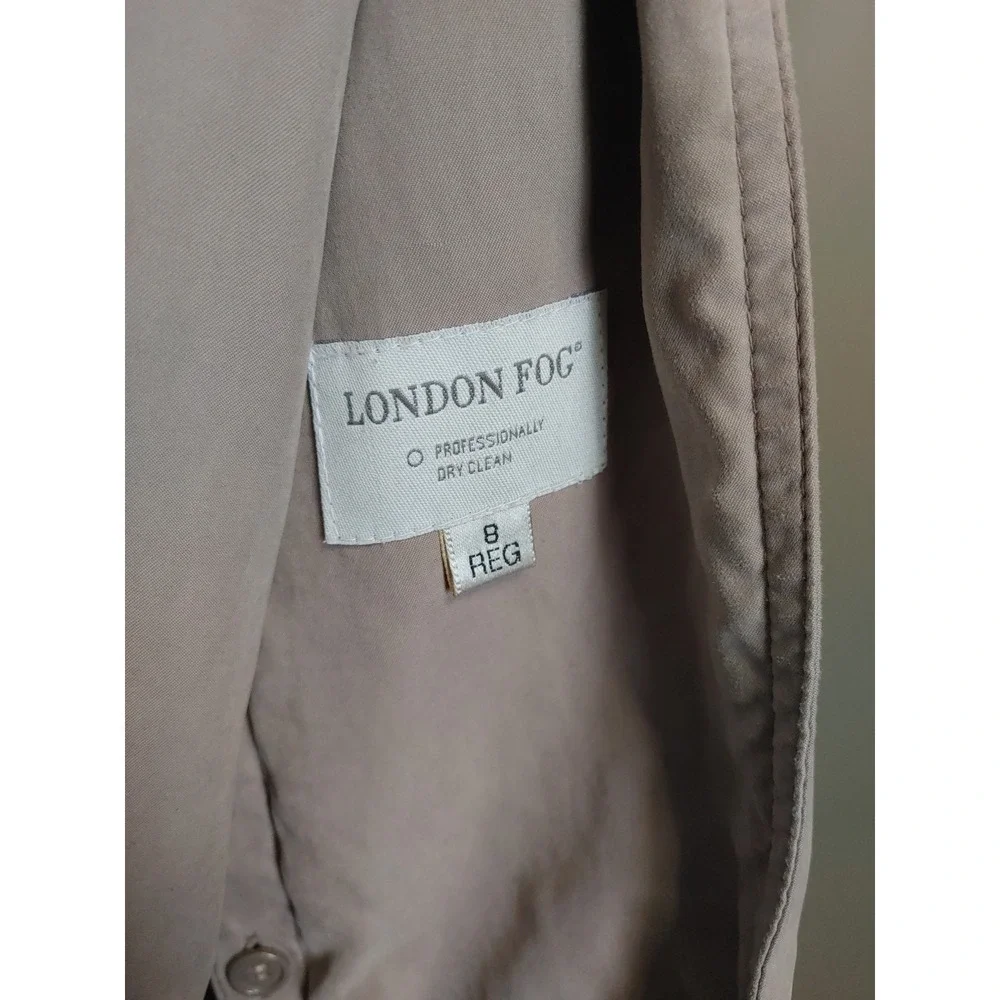 90s London Fog Double Breast Trench Duster Coat Hood Removable Wool Liner 8 Reg - Picture 4 of 9